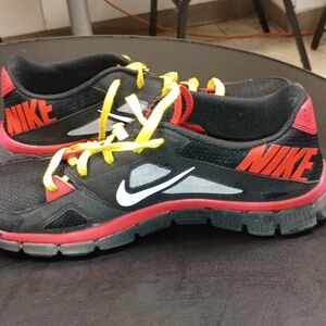 Nike Training Black and Red Sneakers with Yellow Laces